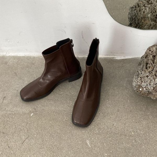 

boots spring and autumn women's thin 2021 british low heel zipper short, Black