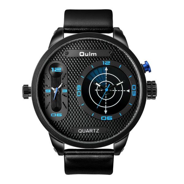 

wristwatches oulm brand large dial dz style men's quartz watch two times sports luxury trend military waterproof male clock hours reloj, Slivery;brown