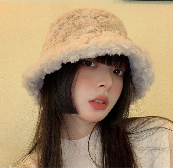 

women's autumn and winter sweet plush beige fisherman berets haps caps dmlm045a fashion round face thickened warm ear cup hat, Blue;gray