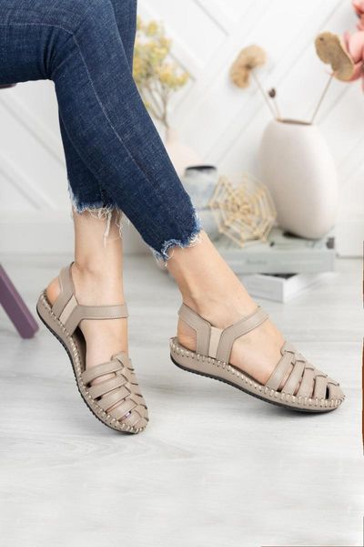 

sandals genuine leather women 's casual front indoor, Black