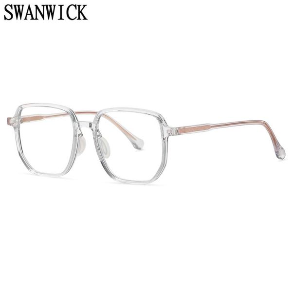 

sunglasses swanwick tr90 frame acetate big square spectacle frames anti blue light glasses optical computer eyewear accessories grey clear, White;black