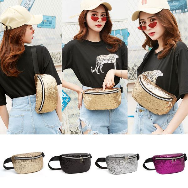 

null women waist fanny pack pu leather belt zipper waist bag casual chest bag