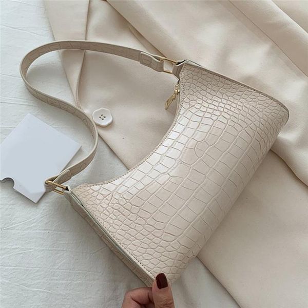 

cross body crocodile pattern women underarm bag vintage design pu leather ladies small shoulder bags female tote baguette purse handbags
