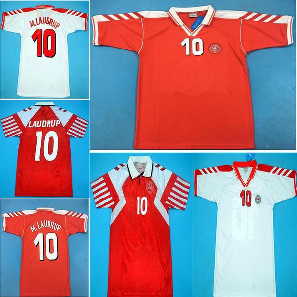 

promotion98 retro soccer jerseys home red away white vintage football shirts classic #5 heintze #10 m.laudrup #7 nielsen #8 frandsen, Black;yellow