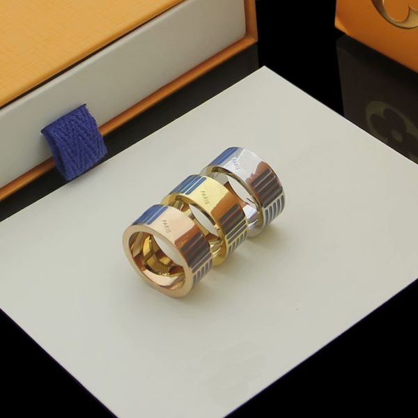 

europe america style men lady women titanium steel engraved v initials colored enamel stripe lovers rings size us6-us9, Silver