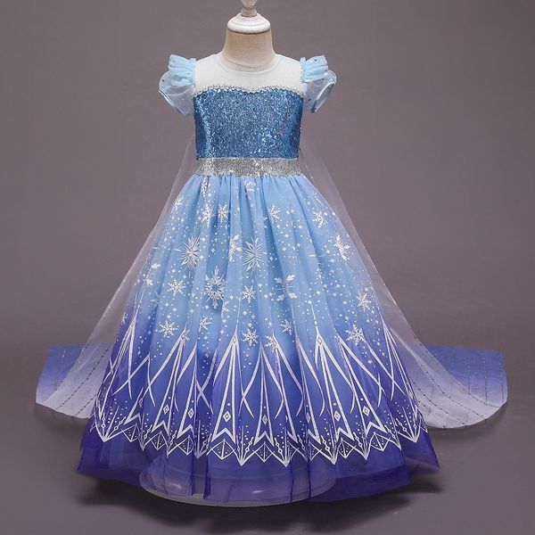 Ragazze Paillettes Abito da principessa Regina Halloween Party Bambini Cosplay Abiti da sera da sposa per bambini 20211227 H1