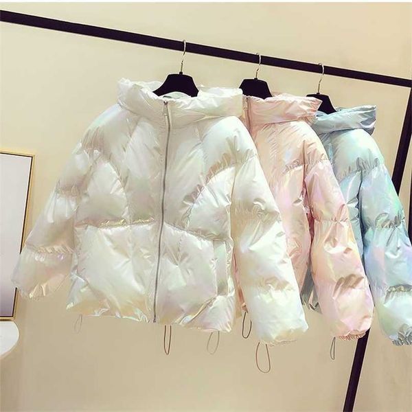 

colorful bright face all-match short down padded jacket winter hooded fashion ins bread clothing trend 211216, Black
