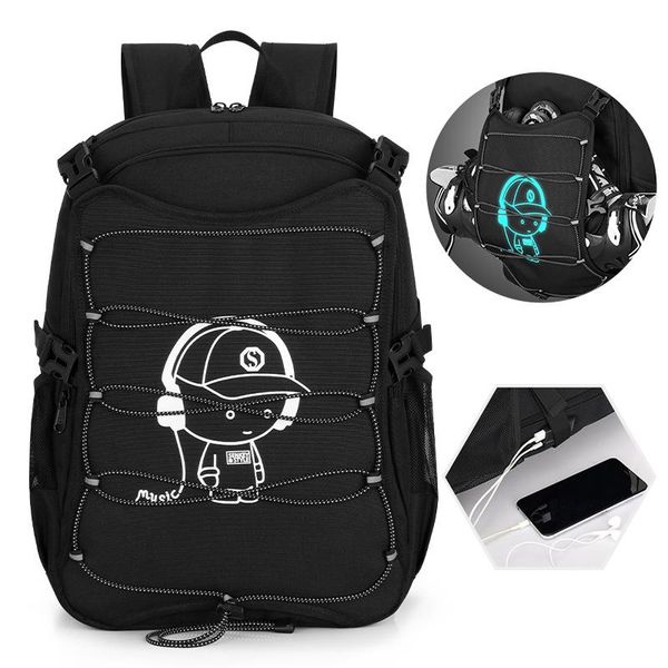 

backpack fashion cartoon luminous sports anti-theft lapteens school waterproof travel camping shoulders bag male