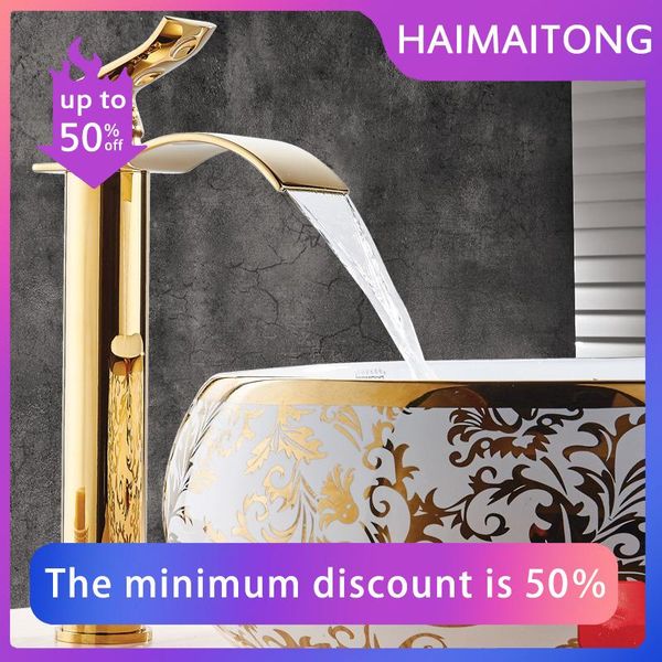 

bathroom sink faucets basin faucet gold and white waterfall brass mixer tap cold