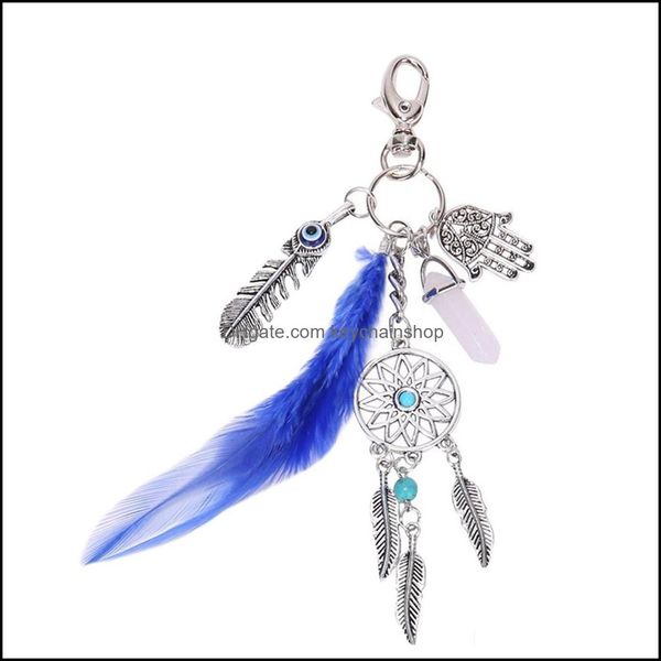 

keychains fashion accessories feathers tassel tai chi gossip key ring jewelry feather keychain for women drop delivery 2021 kkor7, Silver