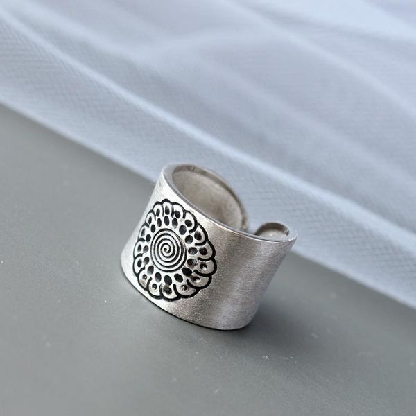 

cluster rings authentic 925 sterling silver vintage decorative handmade fine jewelry creative minimalist design open adjustable, Golden;silver