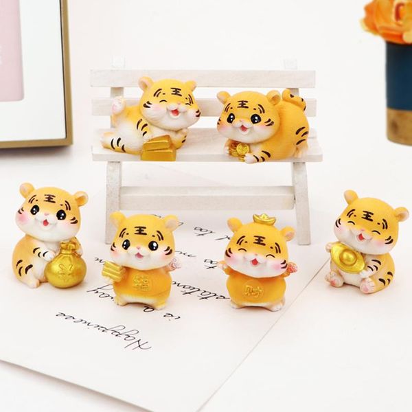 

decorative objects & figurines 2022 year of lovely cute tiger animal figurine decor ornament table car accessories for luck wealth living ro