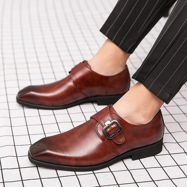 

dress shoes fashion men monk male casual classic trendy business formal plus size 39-48 office sneakers, Black