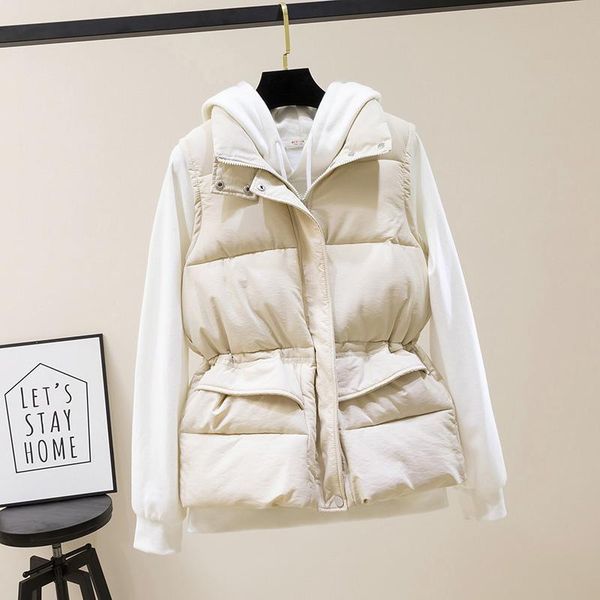 

women's vests short vest for women winter cotton padded sleeveless jacket with zipper stand collar casual coats down female warm waistc, Black;white