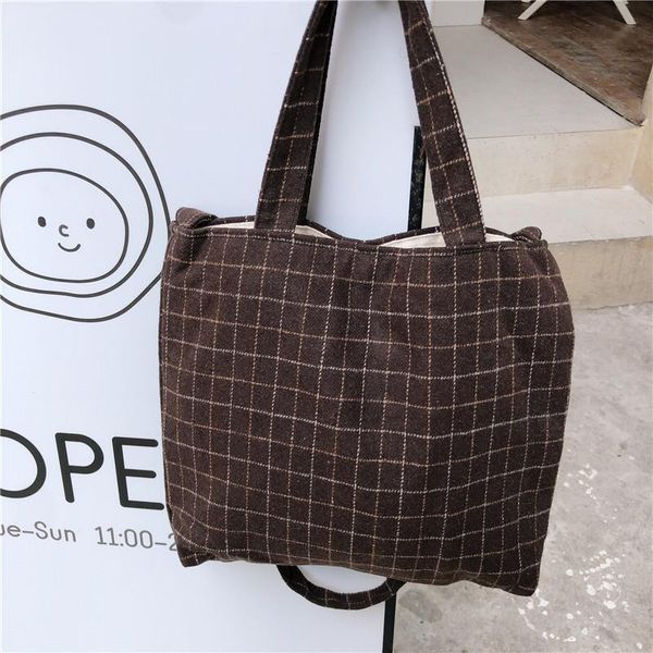 

cross body women vintage plaid large capacity shoulder bag messenger bags ladies canvas crossbody cloth handbag daily shopping