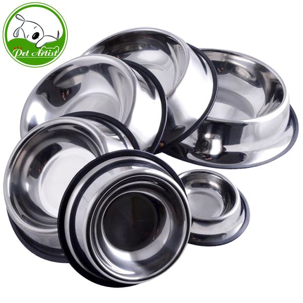 

no.6 stainless steel non slip pet dog and cat food or drinking bowl