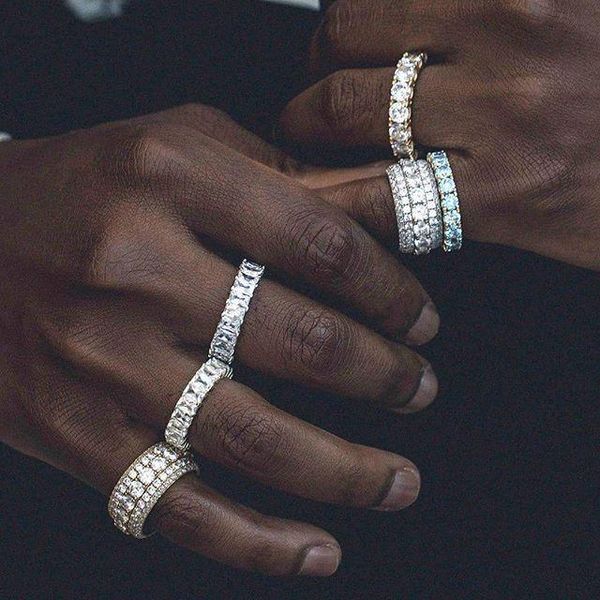 

wedding rings 2021 fashion micro paved cz eternity band stack silver white finger for women luxury baguette dainty party jewelry, Slivery;golden