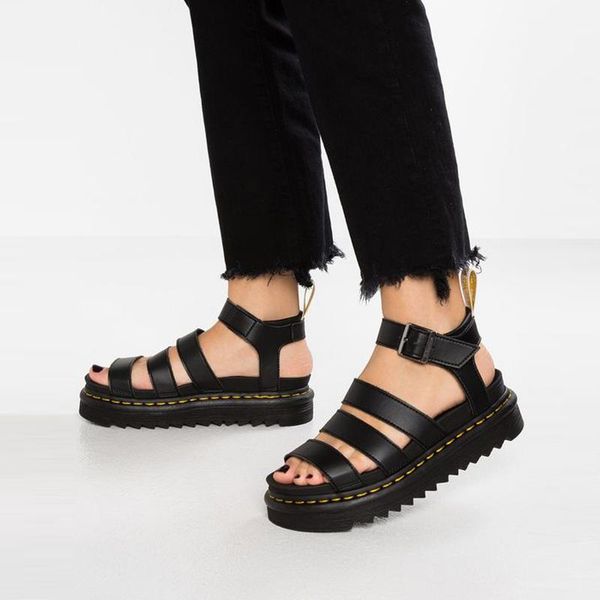 

sandals 2021 summer black leather gladiator for women three buckle platform street style flat roman shoes woman