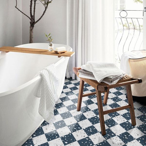 

wall stickers terrazzo floor sticker blue mosaic home entrance decoration cross-border wholesale custom twill