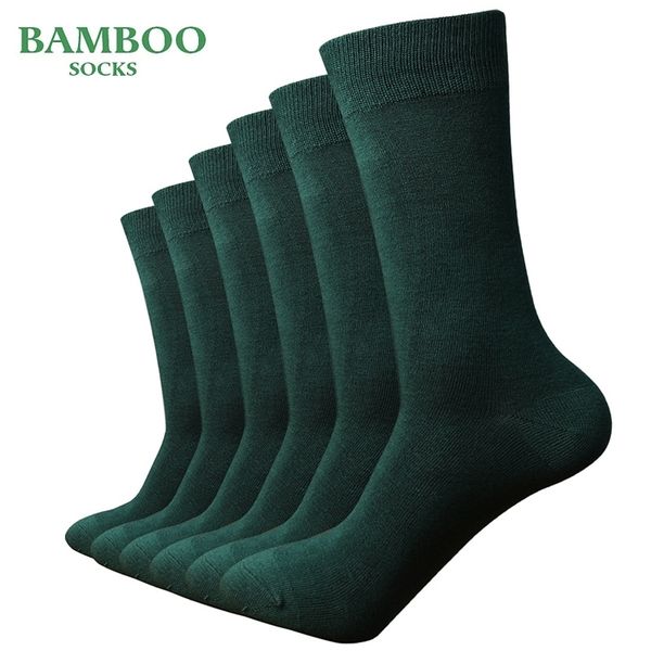 

match-up men bamboo green socks breathable anti-bacterial man business dress (6 pairs/lot) 210727, Black