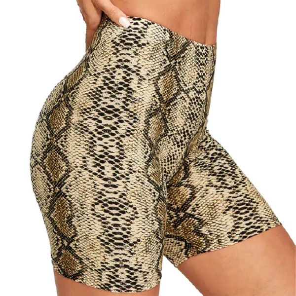 

women's shorts sports jogging tight fashio casual leopard snake pattern printed high waist slim fit fitness hip lift, White;black