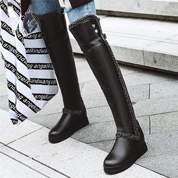 

boots 34-42 over the knee women wedges winter big size high, Black