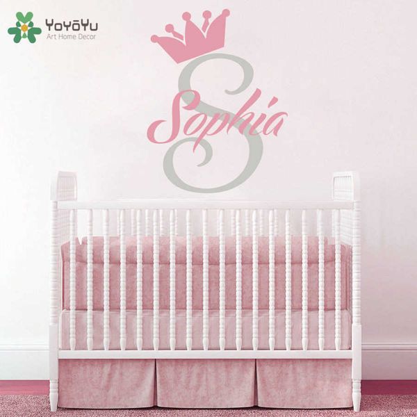 YOYOYU Adesivo Ragazze Nome Personalizzato Adesivi murali per Camere dei bambini Nome del cliente Design moderno Nursery Decor Murale fai da te SY701 210705