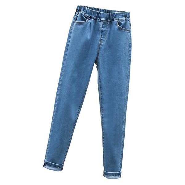 

women's jeans women's elastic high waist skinny plus size s-5xl fashion women black blue pocket mom stretch denim pants