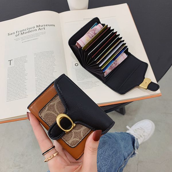 

2021 fashion wallet women's short card bag cover organ, Red;black