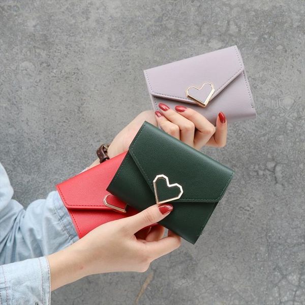 

retro ladies short korean large capacity cute coin purse mini small fresh foldable card holder wallet women, Red;black