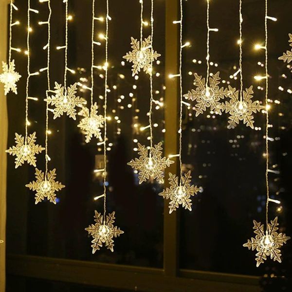 

strings 4m led snowflake icicle lamp fairy curtain string lights christmas year garland lighting waterproof outdoor home wedding