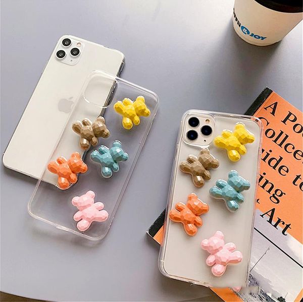 

cute 3d gummy bear candy color case for iphone 11 case se 6 7 8 plus x xs max xr korean cartoon bear doll soft clear phone cover