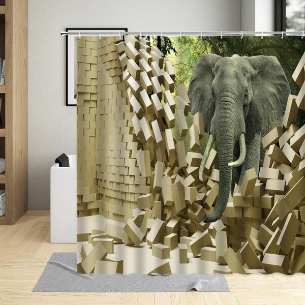

animal themed creative shower curtain elephant funny bathtub decor waterproof fabric bathroom curtains for living room with hook