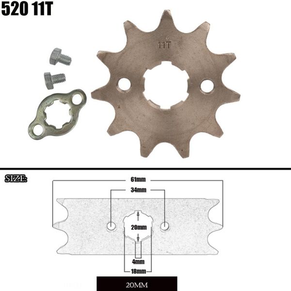 

parts motorcycle 520 11t tooth 20mm id front engine sprocket fit pit bike atv part