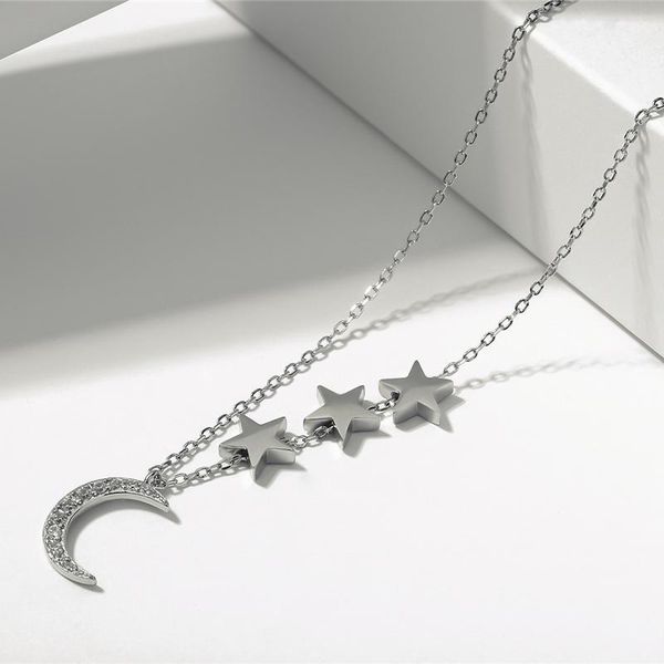 

chains gcc130 arrival fashion 925 sterling silver moon and star tales chain link pendant necklaces for women