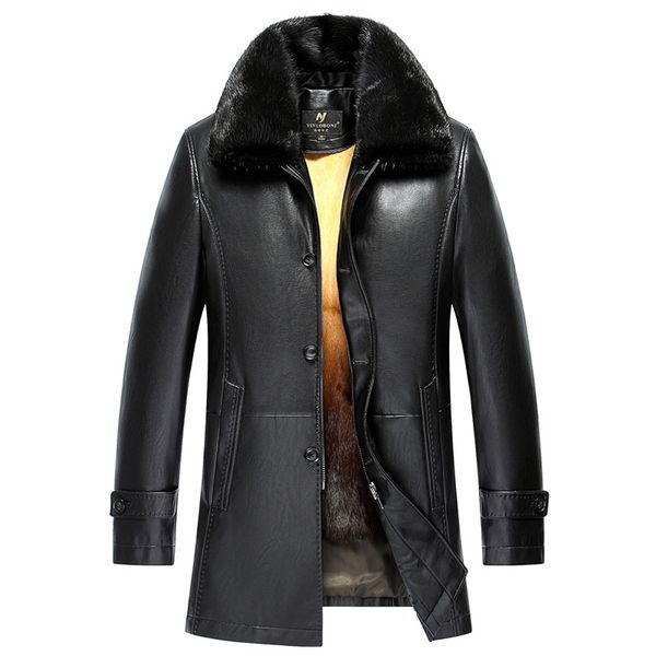 

men's jackets 2021 new detachable four seasons universal clothing golden rabbit fur lining mink collar meth fashion trend leather, Black;brown
