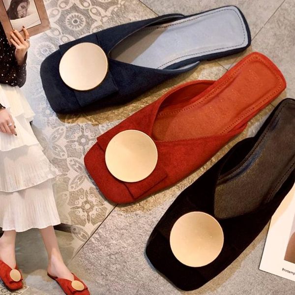 

slippers 2021 women slip on mules flat heel casual shoes buckle women's slides block heels summer fashion footwear, Black