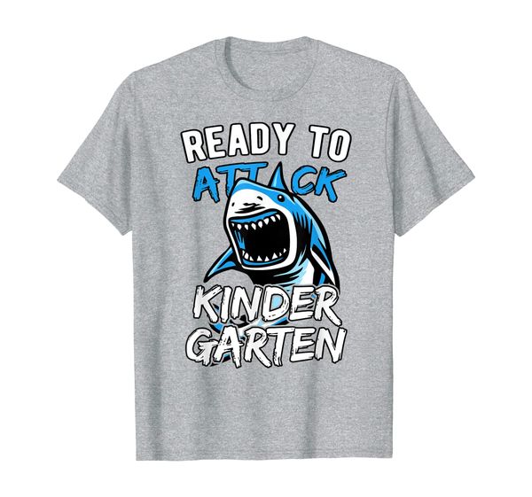 

ready to attack kindergarten grade boys back to school t-shirt, White;black