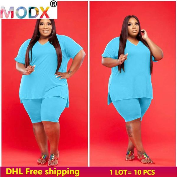 

women's tracksuits women plus size outfits 3xl 4xl 5xl womens tracksuit short sleeve t shirt+biker shorts solid sportswear casual 2 pie, Gray
