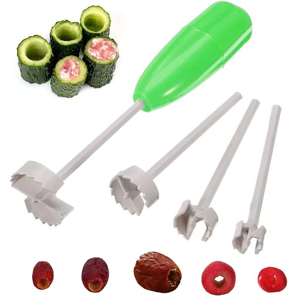 

practical 4pcs/set kitchen tools vegetable spiral cutter digging device stuffed for vegetable fruit corer tools spiralizer