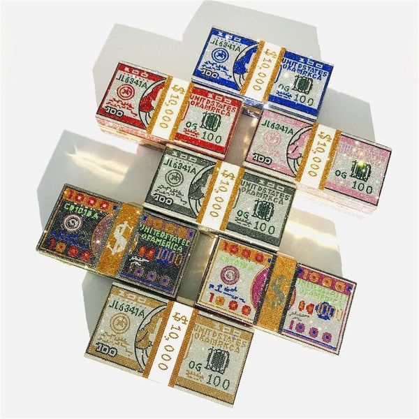 

usa no gift box women evening party stack of funny money purse bag crystal cross body cash dollar bill bag1