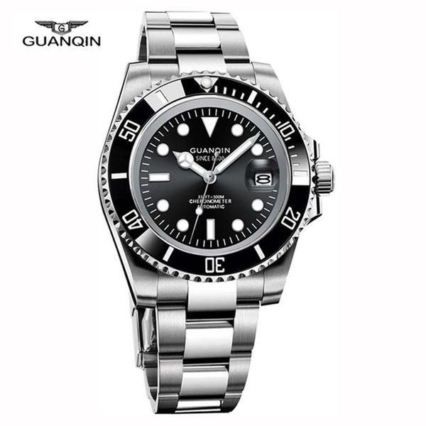 

wristwatches guanqin men watches 2021 mechanical automatic watch for stainless steel waterproof nh35 reloj hombre, Slivery;brown
