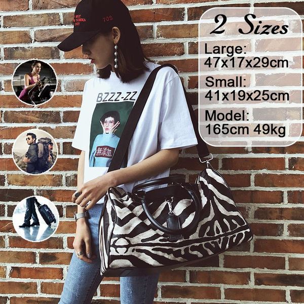 

duffel bags s.ikrr fashion travel bag hand lage zebra pattern tote for women crossbody large capacity women's leather weekender