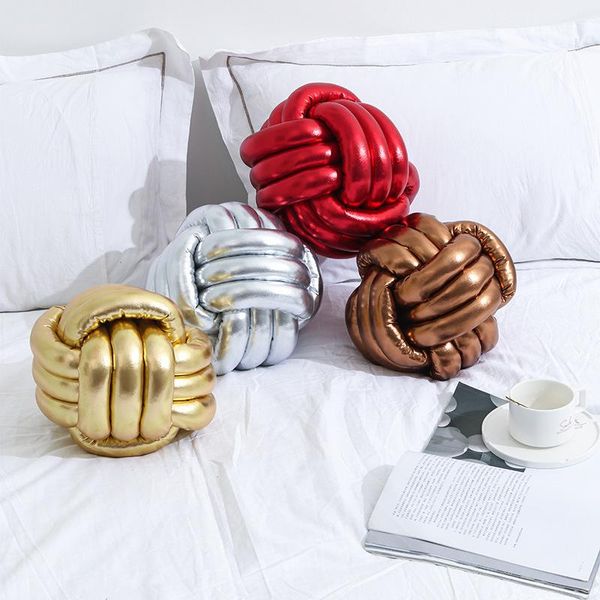 

cushion/decorative pillow madream christmas gift round knotted ball glossy pillows modern simple three-strand hand-woven chair cushion decor