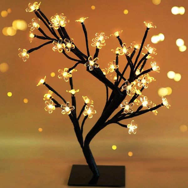 

0.45m 24/36/48leds cherry blossom desk bonsai tree light black branches table lamp for home festival party wedding christmas