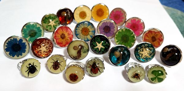 

yqtdmy 25 pcs mixed fashion sun flower starfish insect charming ring, Slivery;golden