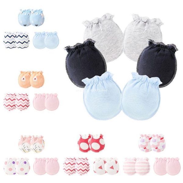 

children's mittens 3 pair/set baby gloves 0-6 month born infant anti-grab glove foot cover thin dropship, White