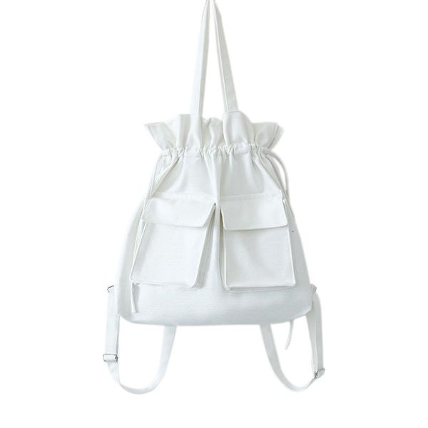 

backpack canvas bag women's fashion japanese literary students drawstring white