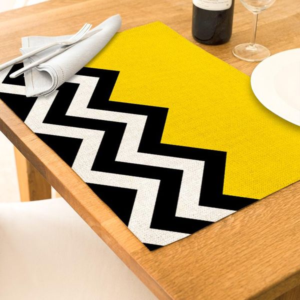 

mats & pads geometric patterns kitchen placemat waterproof table mat 42cmx32cm yellow cotton linen drink coasters nordic western