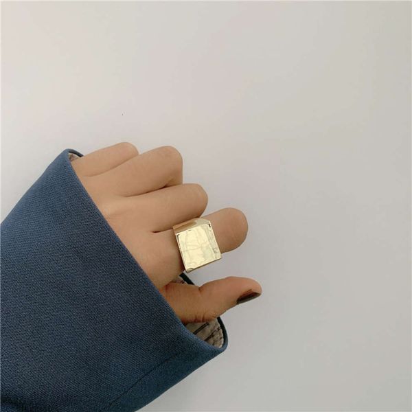 

hbp ins style wide metal smooth simple fashion net red personality exaggerated geometry square index finger ring, Silver